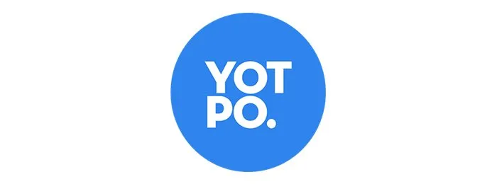 Yotpo logo in white lettering inside a blue circle